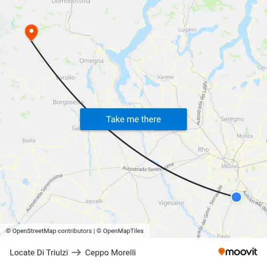Locate di Triulzi to Ceppo Morelli map