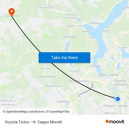 Vizzola Ticino to Ceppo Morelli map
