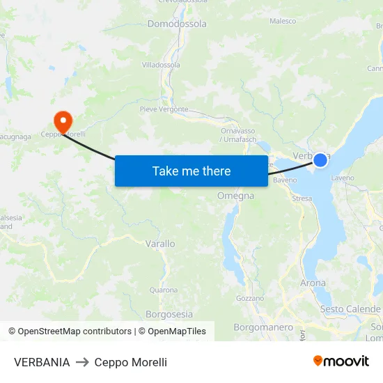 Verbania to Ceppo Morelli map