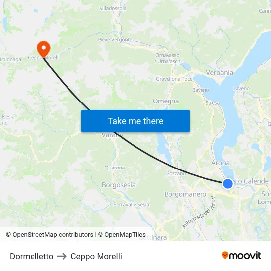 Dormelletto to Ceppo Morelli map