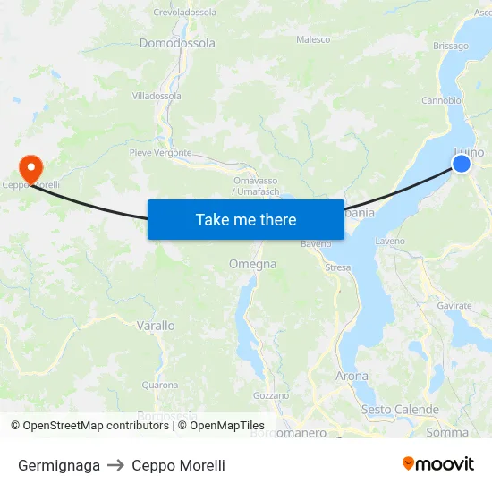 Germignaga to Ceppo Morelli map