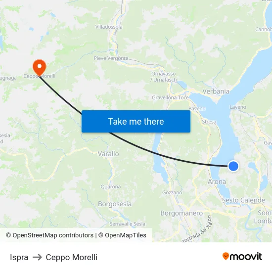 Ispra to Ceppo Morelli map