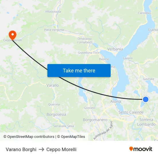 Varano Borghi to Ceppo Morelli map