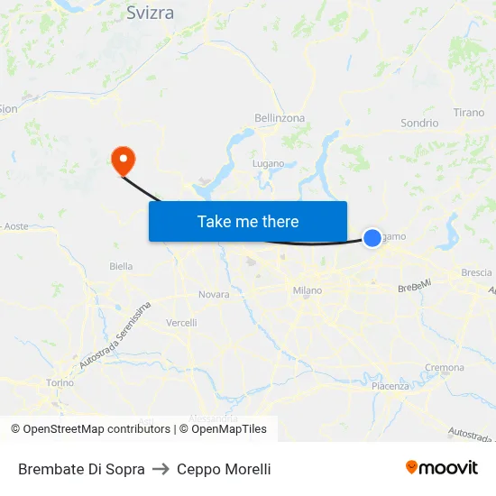 Brembate Di Sopra to Ceppo Morelli map