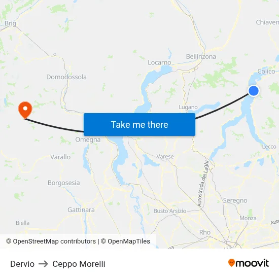 Dervio to Ceppo Morelli map