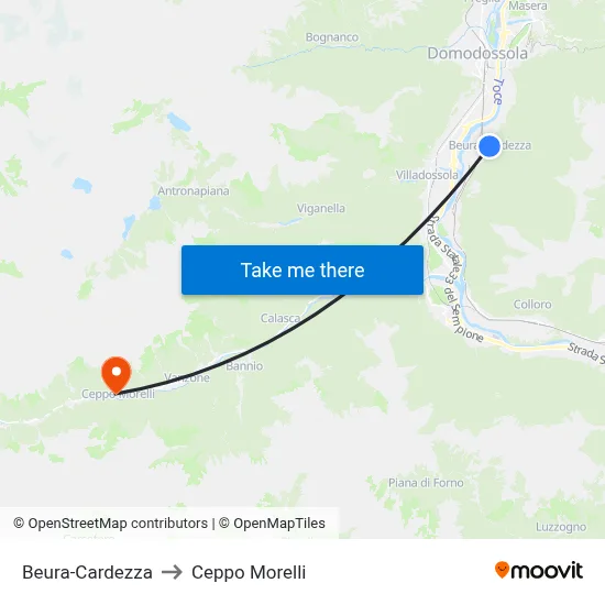 Beura-Cardezza to Ceppo Morelli map
