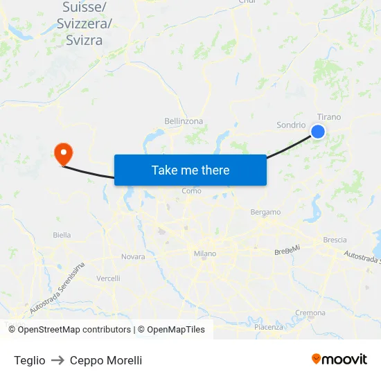 Teglio to Ceppo Morelli map