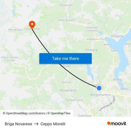 Briga Novarese to Ceppo Morelli map