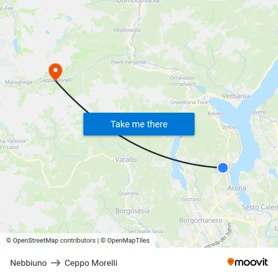 Nebbiuno to Ceppo Morelli map