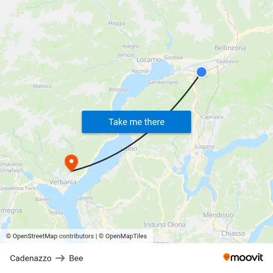 Cadenazzo to Bee map