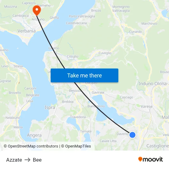 Azzate to Bee map