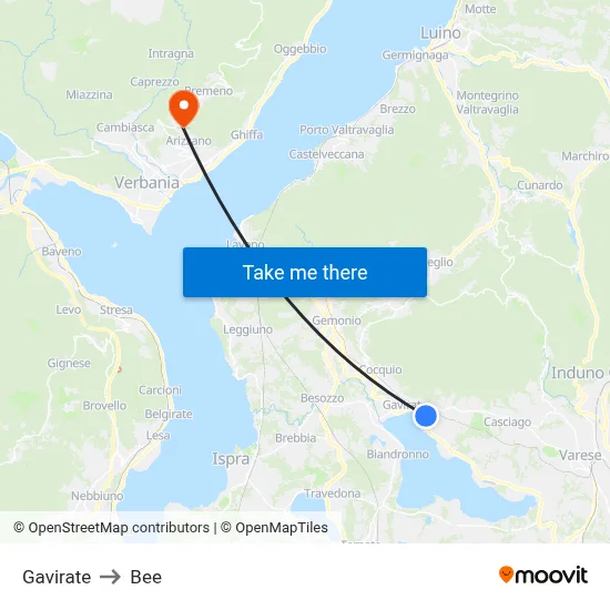 Gavirate to Bee map