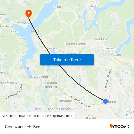 Gerenzano to Bee map