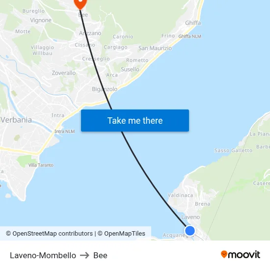 Laveno-Mombello to Bee map
