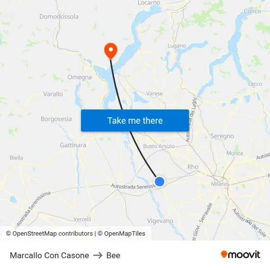 Marcallo con Casone to Bee map
