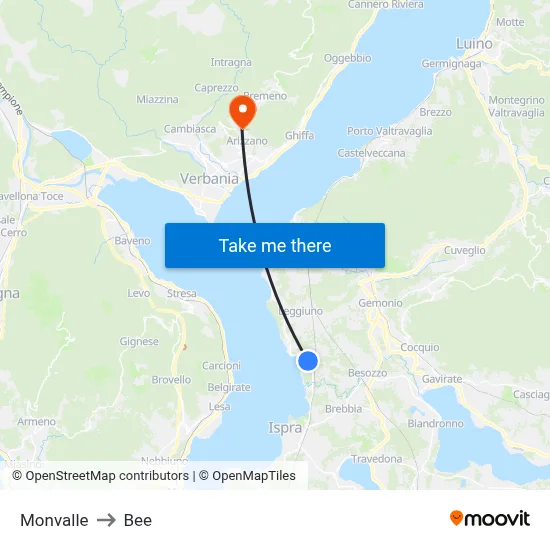 Monvalle to Bee map