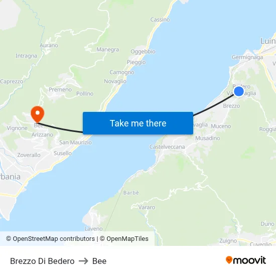 Brezzo Di Bedero to Bee map