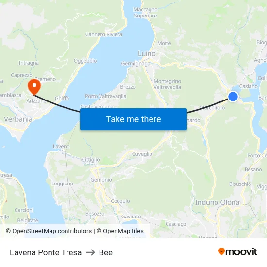 Lavena Ponte Tresa to Bee map