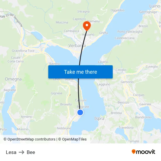 Lesa to Bee map