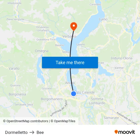 Dormelletto to Bee map