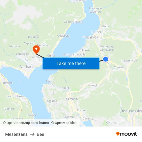 Mesenzana to Bee map