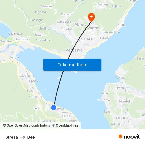 Stresa to Bee map