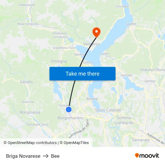 Briga Novarese to Bee map