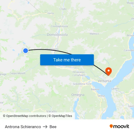 Antrona Schieranco to Bee map