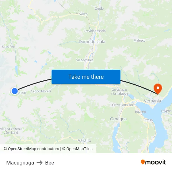 Macugnaga to Bee map
