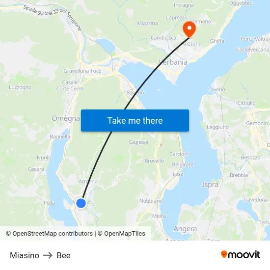 Miasino to Bee map