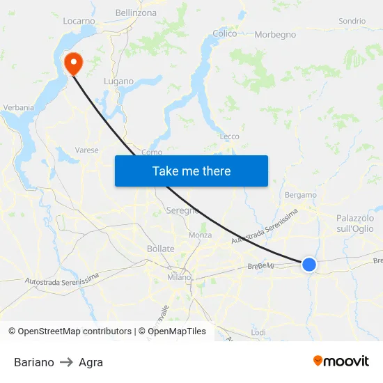 Bariano to Agra map