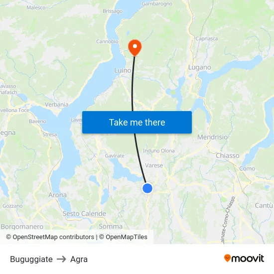 Buguggiate to Agra map