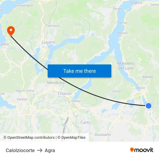 Calolziocorte to Agra map