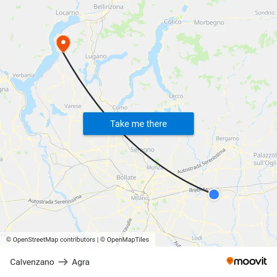 Calvenzano to Agra map