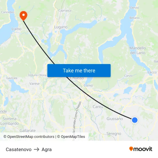 Casatenovo to Agra map