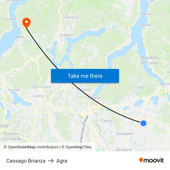 Cassago Brianza to Agra map