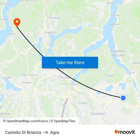 Castello di Brianza to Agra map