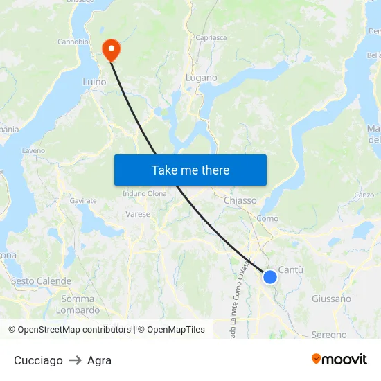 Cucciago to Agra map