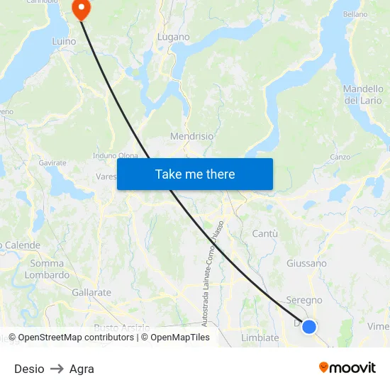 Desio to Agra map
