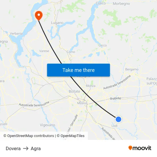 Dovera to Agra map