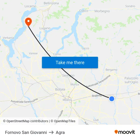 Fornovo San Giovanni to Agra map