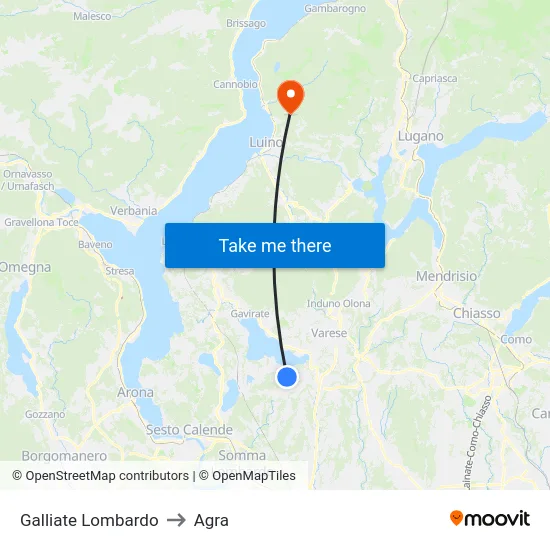 Galliate Lombardo to Agra map