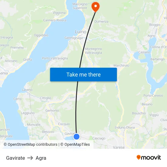 Gavirate to Agra map