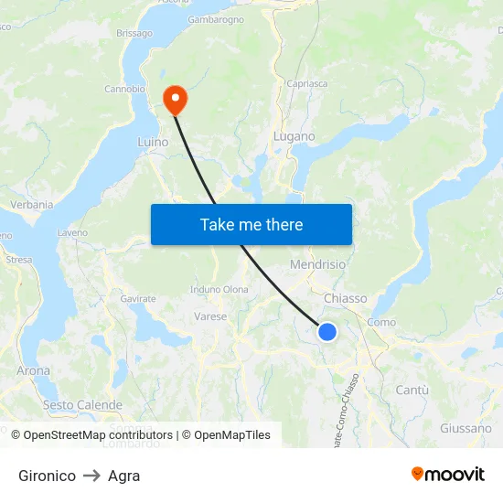 Gironico to Agra map