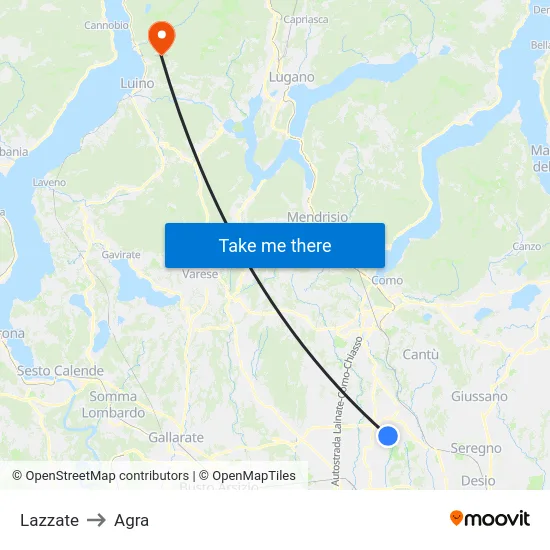 Lazzate to Agra map