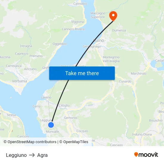 Leggiuno to Agra map