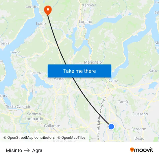 Misinto to Agra map