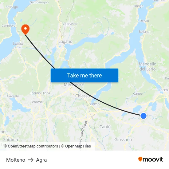 Molteno to Agra map