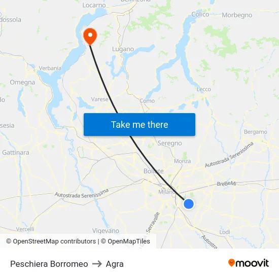 Peschiera Borromeo to Agra map