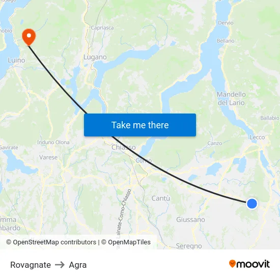 Rovagnate to Agra map